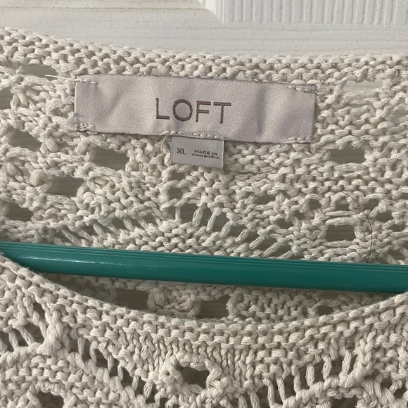 LOFT Cream Crochet Patterned Sweatshirt - Picture 2 of 3